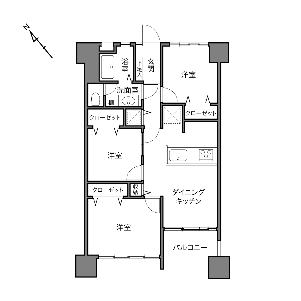烏山南住宅1号棟の間取り画像