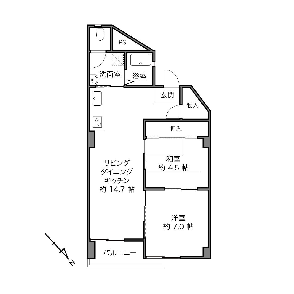 南砂住宅2号棟の間取り画像