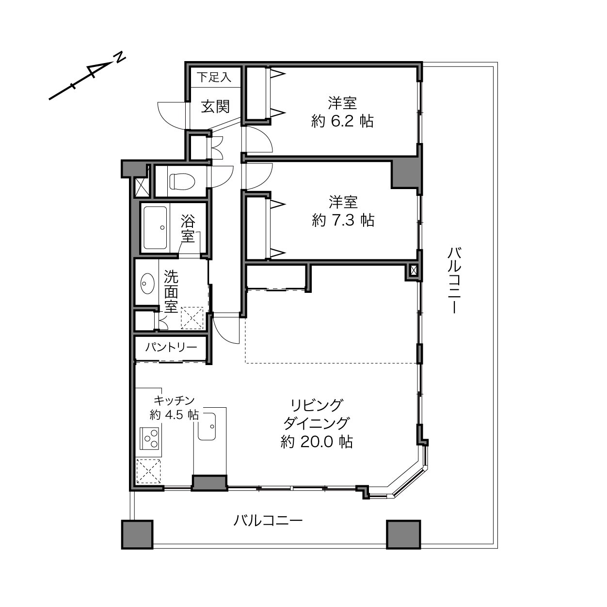 元町・中華街駅 / 2LDK / 85.05㎡