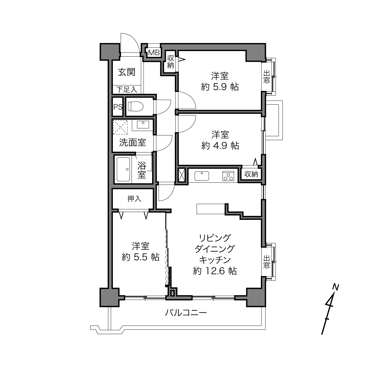 ライオンズマンション日吉南の間取り画像