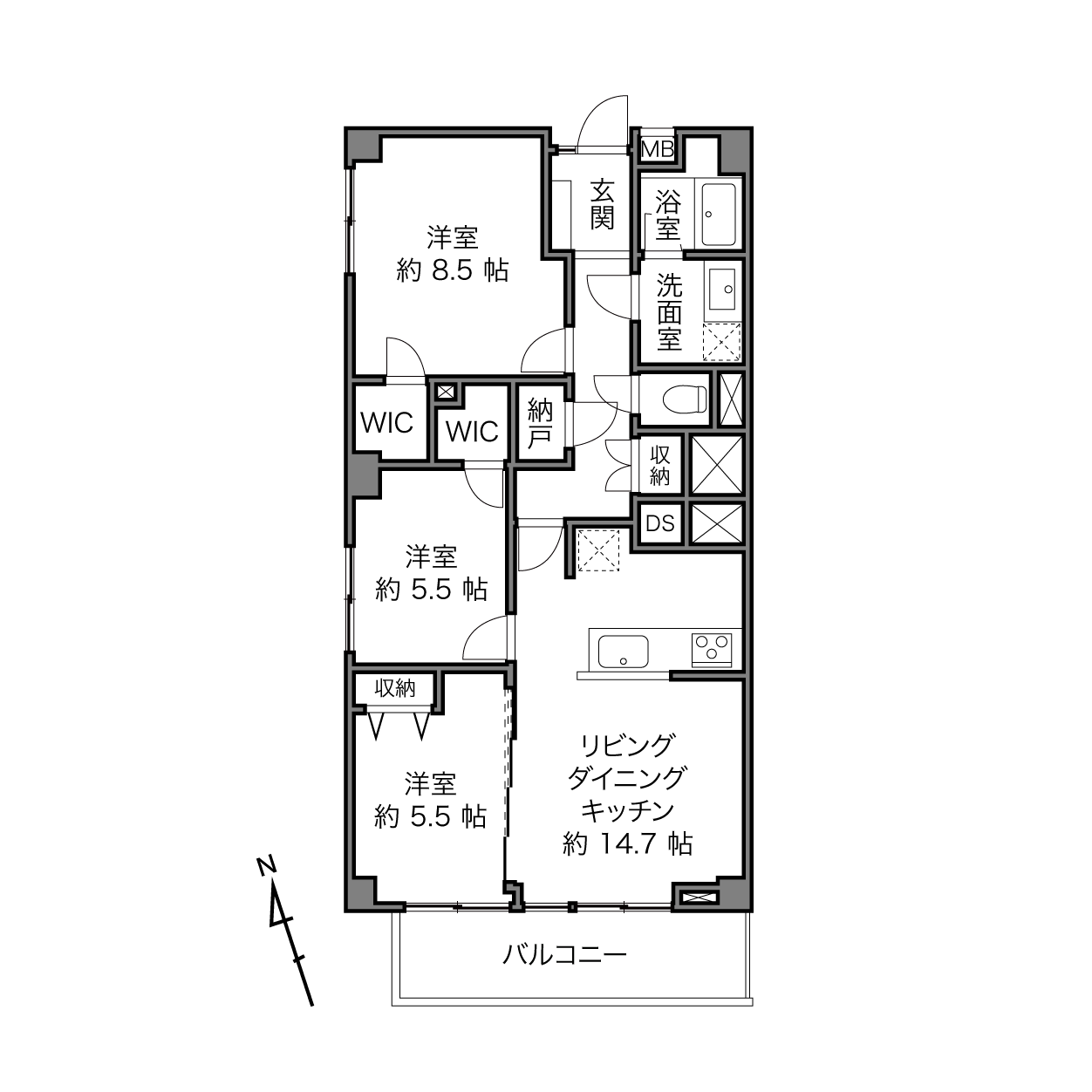 元住吉マンションの間取り画像