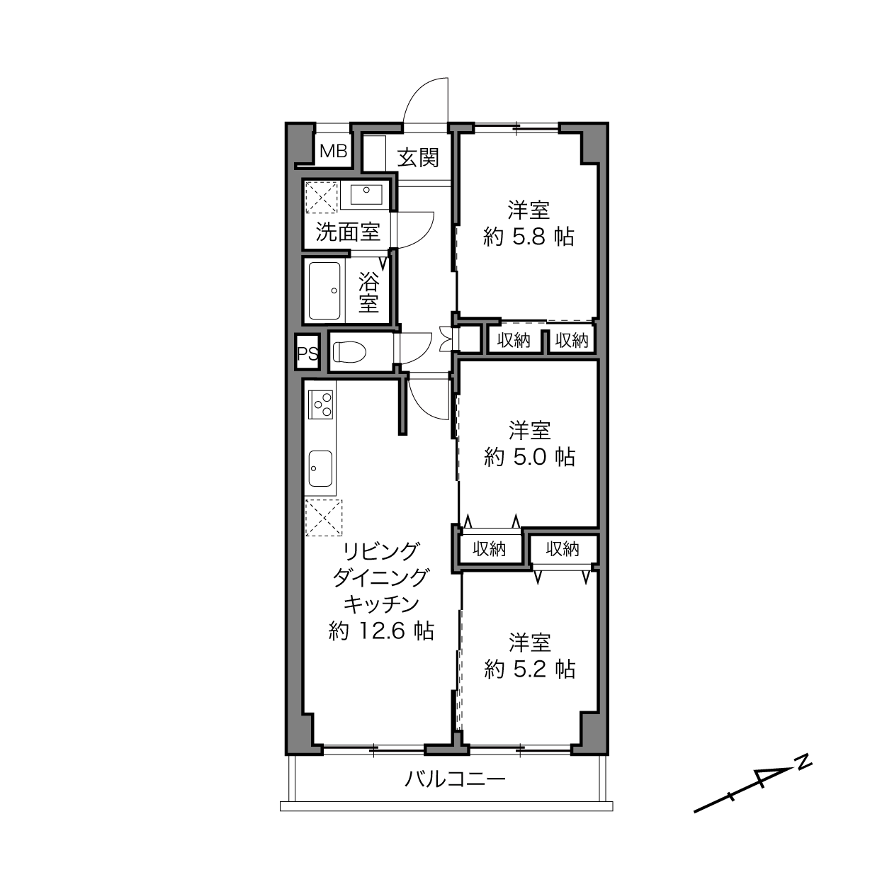 日吉駅 / 3LDK / 62.72㎡