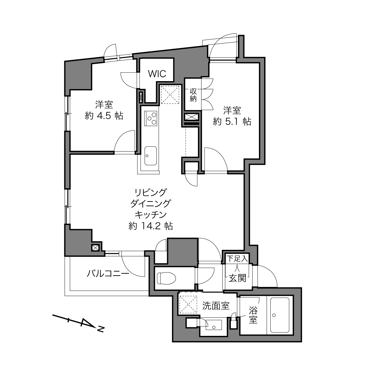 中野駅 / 2LDK / 57.51㎡