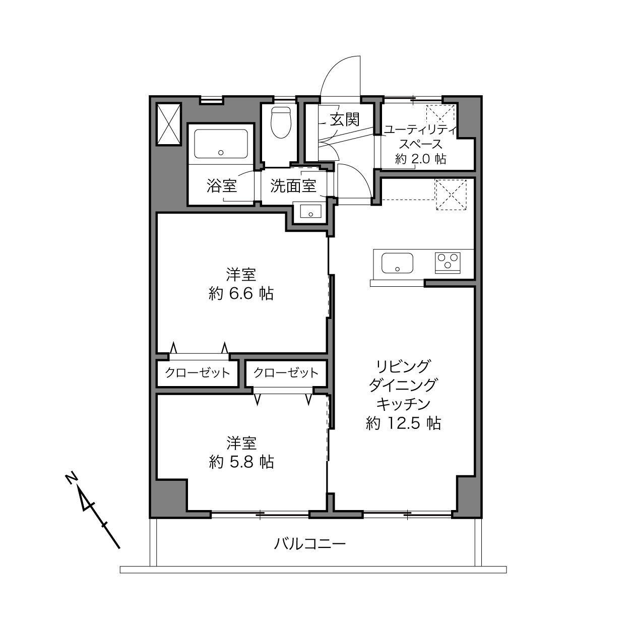 ニューオカノマンションの間取り画像