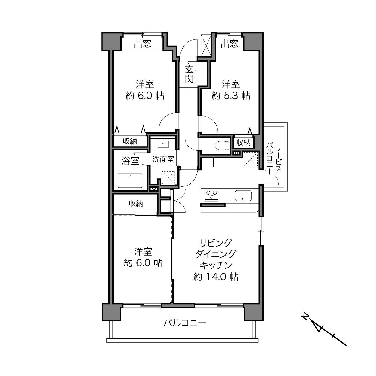 ビューネ蓮根城北公園の間取り画像