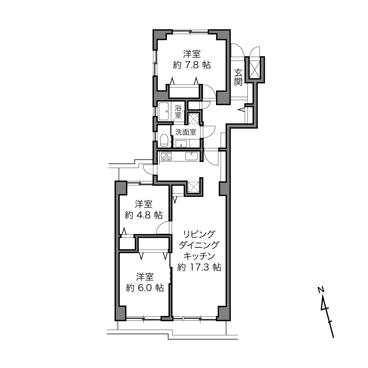 東急ドエル宮崎台テラスA棟の間取り画像