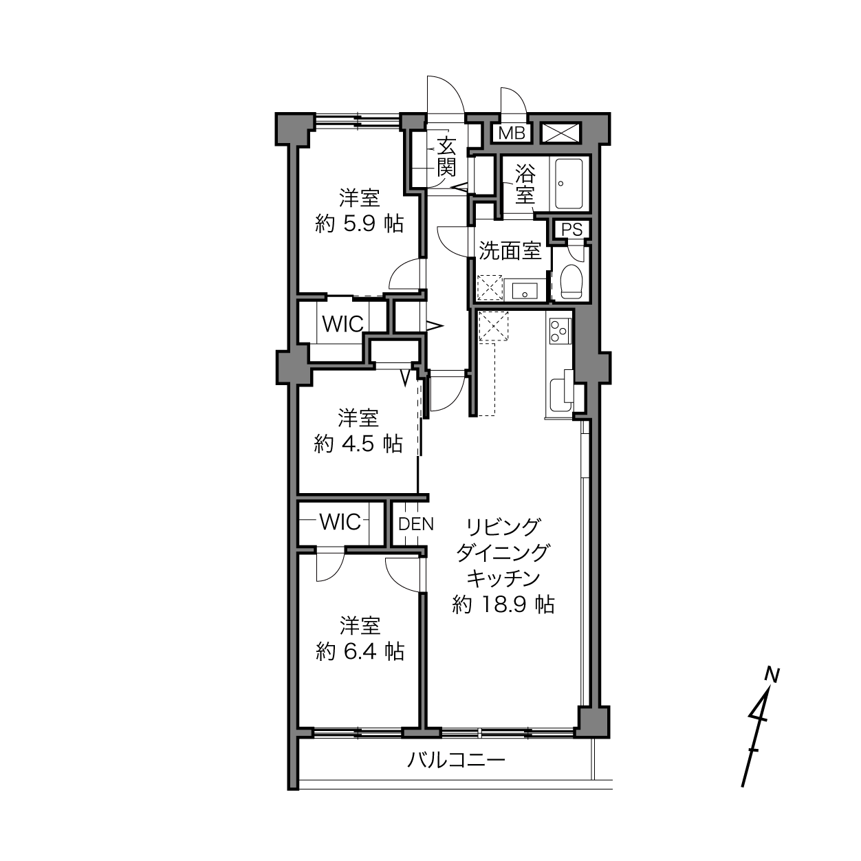 ライオンズマンション上野毛A棟の間取り画像