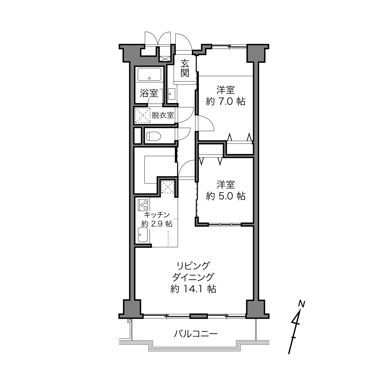 武蔵新田駅 / 2LDK / 70.29㎡