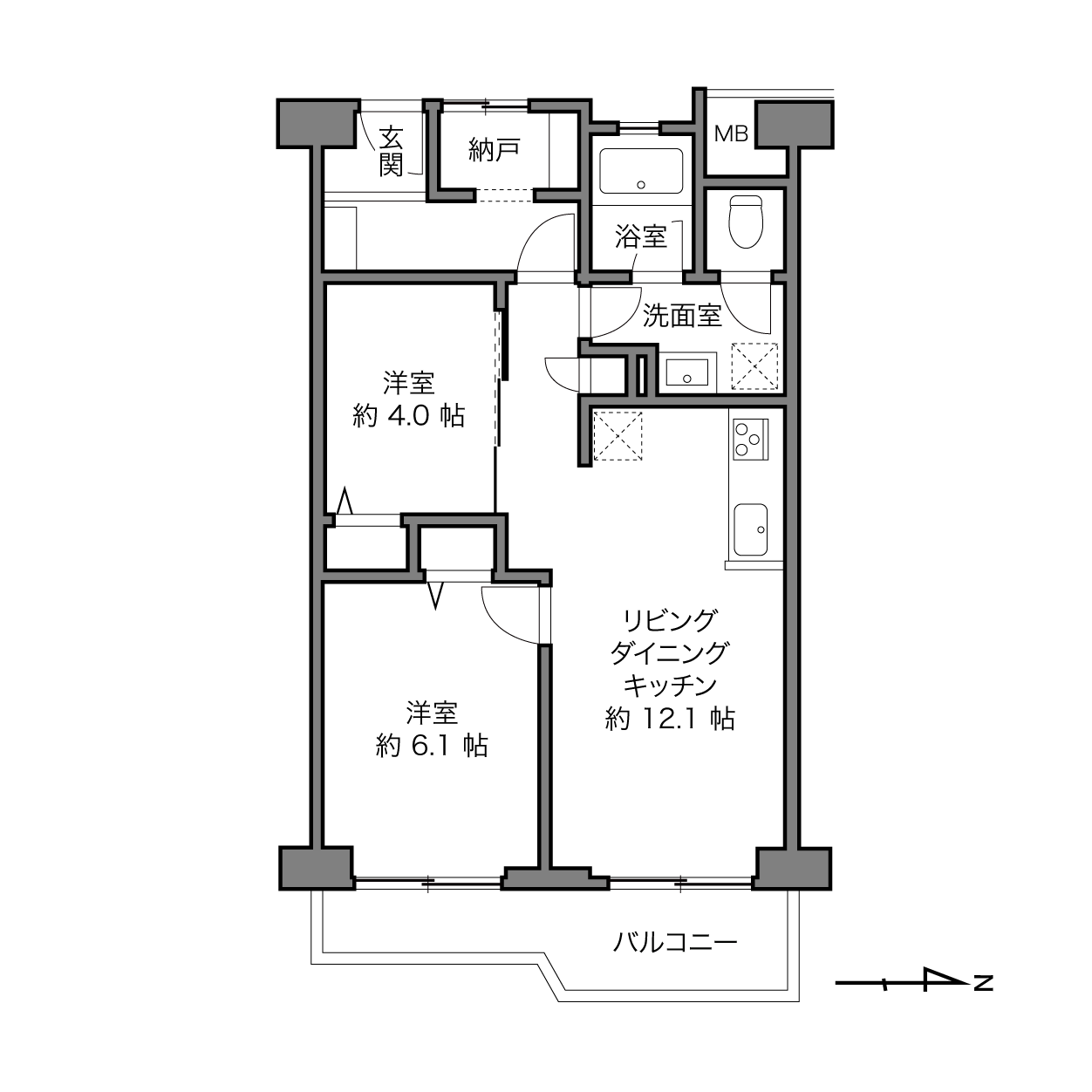 富士見台マンションの間取り画像
