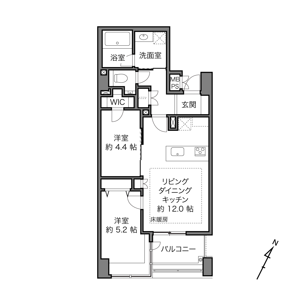 白金高輪駅 / 2LDK / 56.03㎡