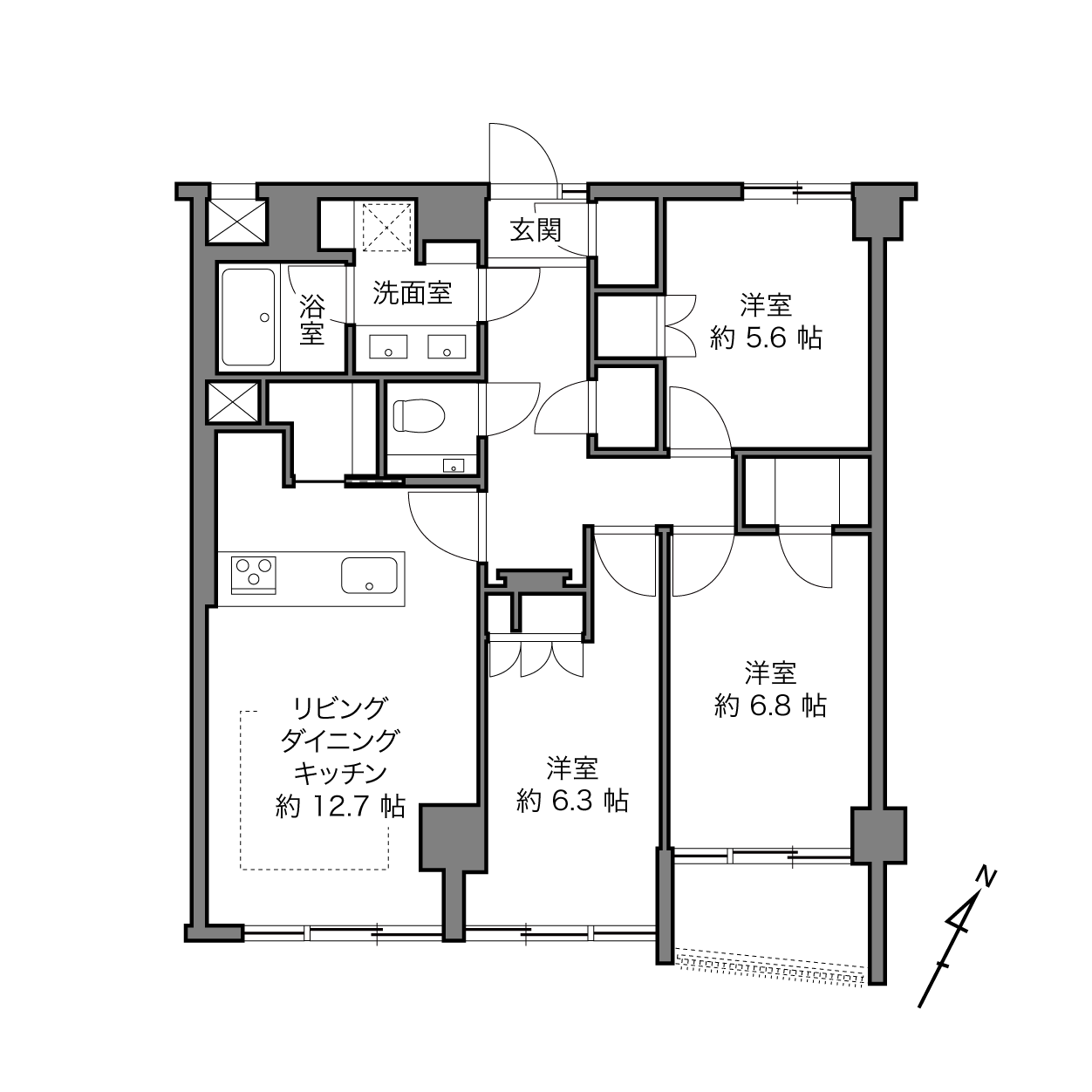ドミール五番町の間取り画像