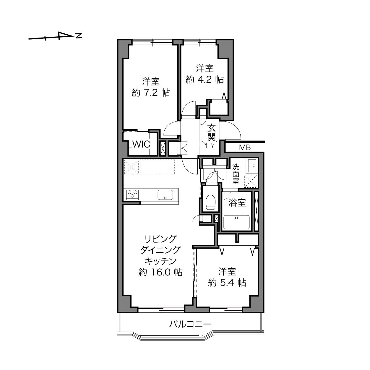 光が丘パークタウンゆりの木通り南１号棟の間取り画像