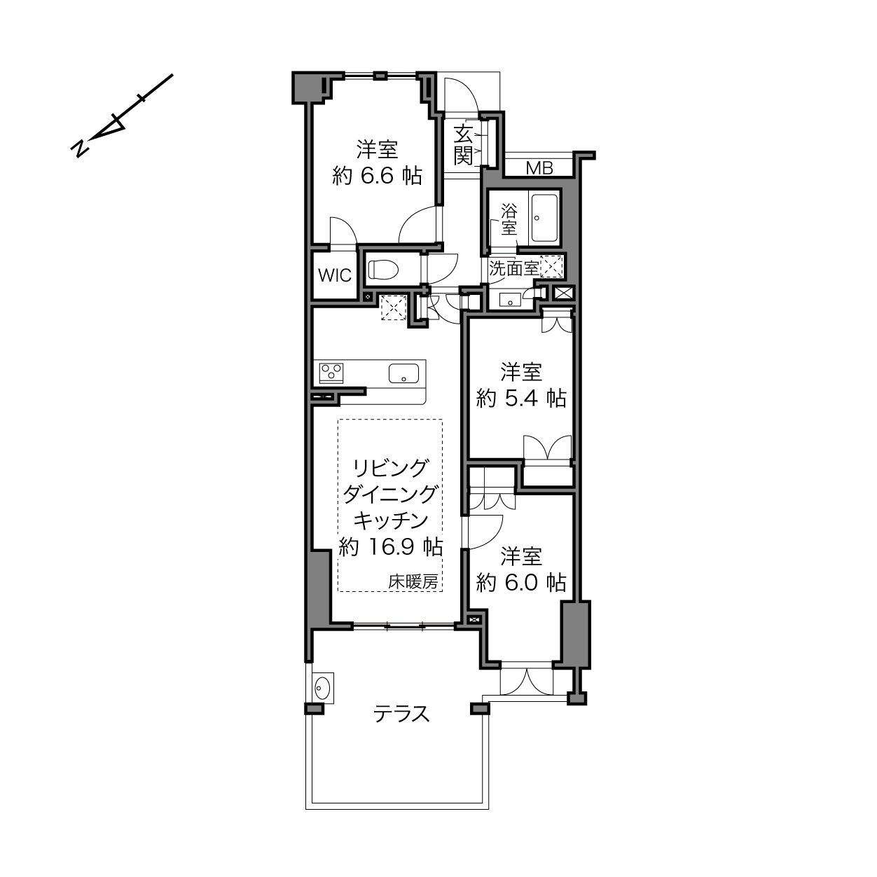 駒沢大学駅 / 3LDK / 74.48㎡