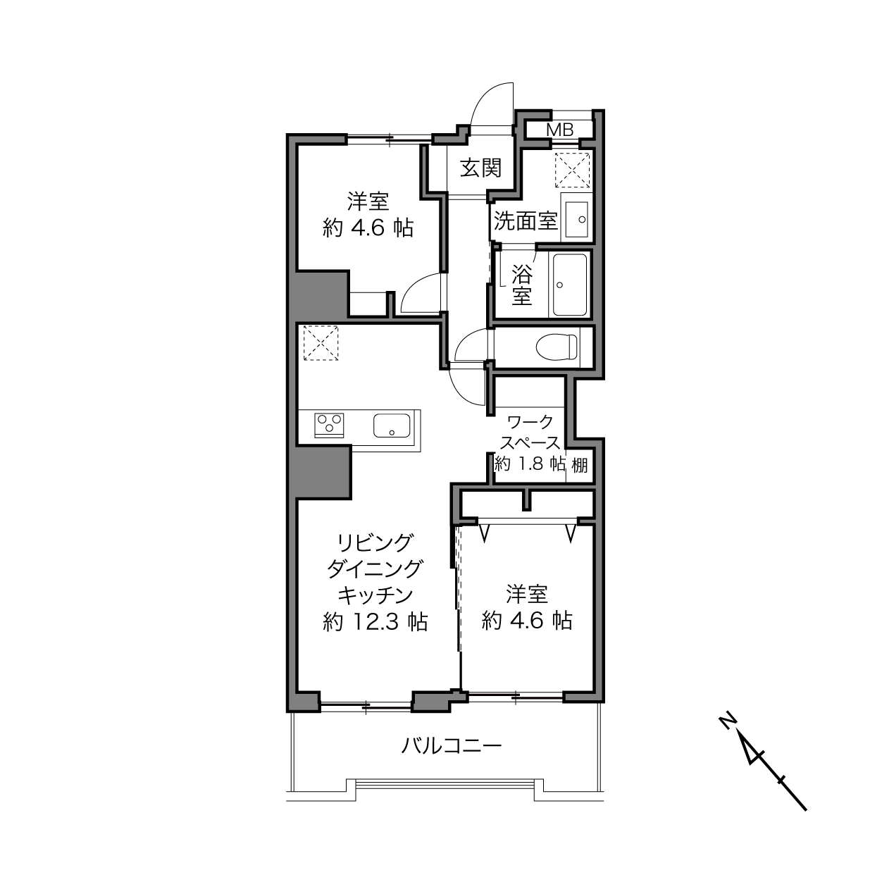 成城学園前駅 / 2LDK / 53.86㎡