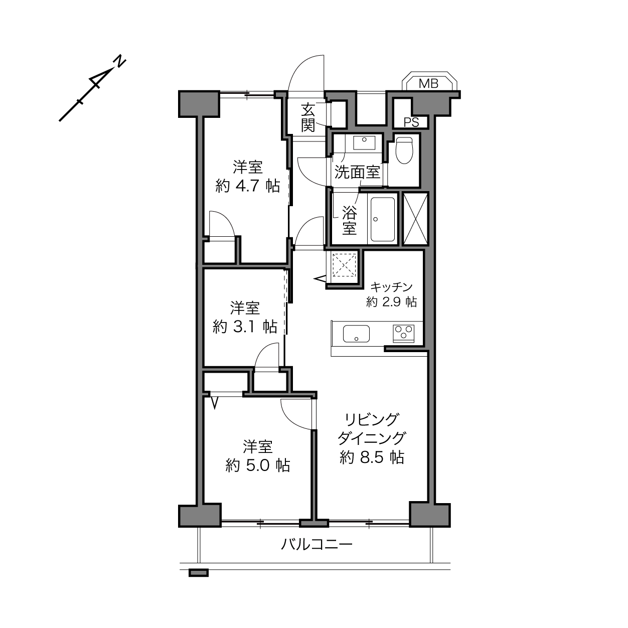東神奈川グリーンマンションの間取り画像