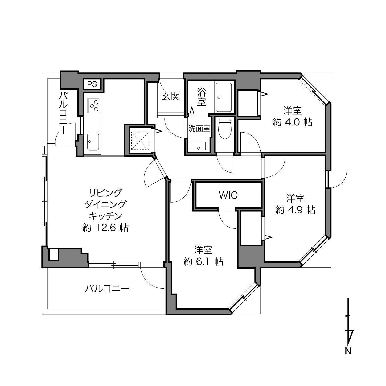 東新宿駅 / 3LDK / 64.28㎡