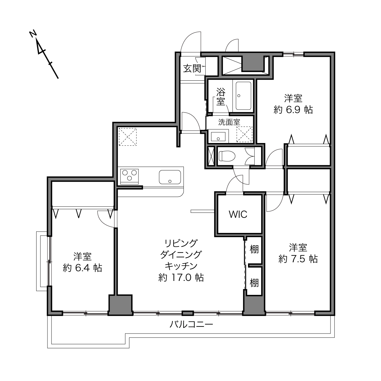 川崎駅 / 3LDK / 88.58㎡