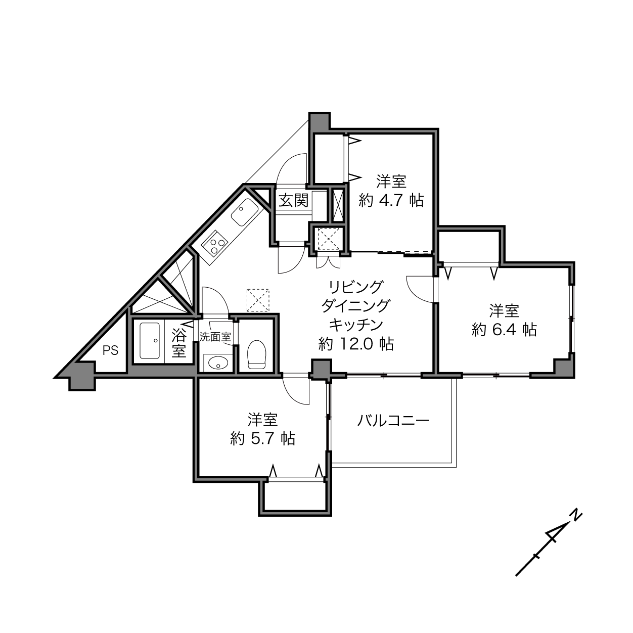 武蔵野グリーンタウンC棟の間取り画像