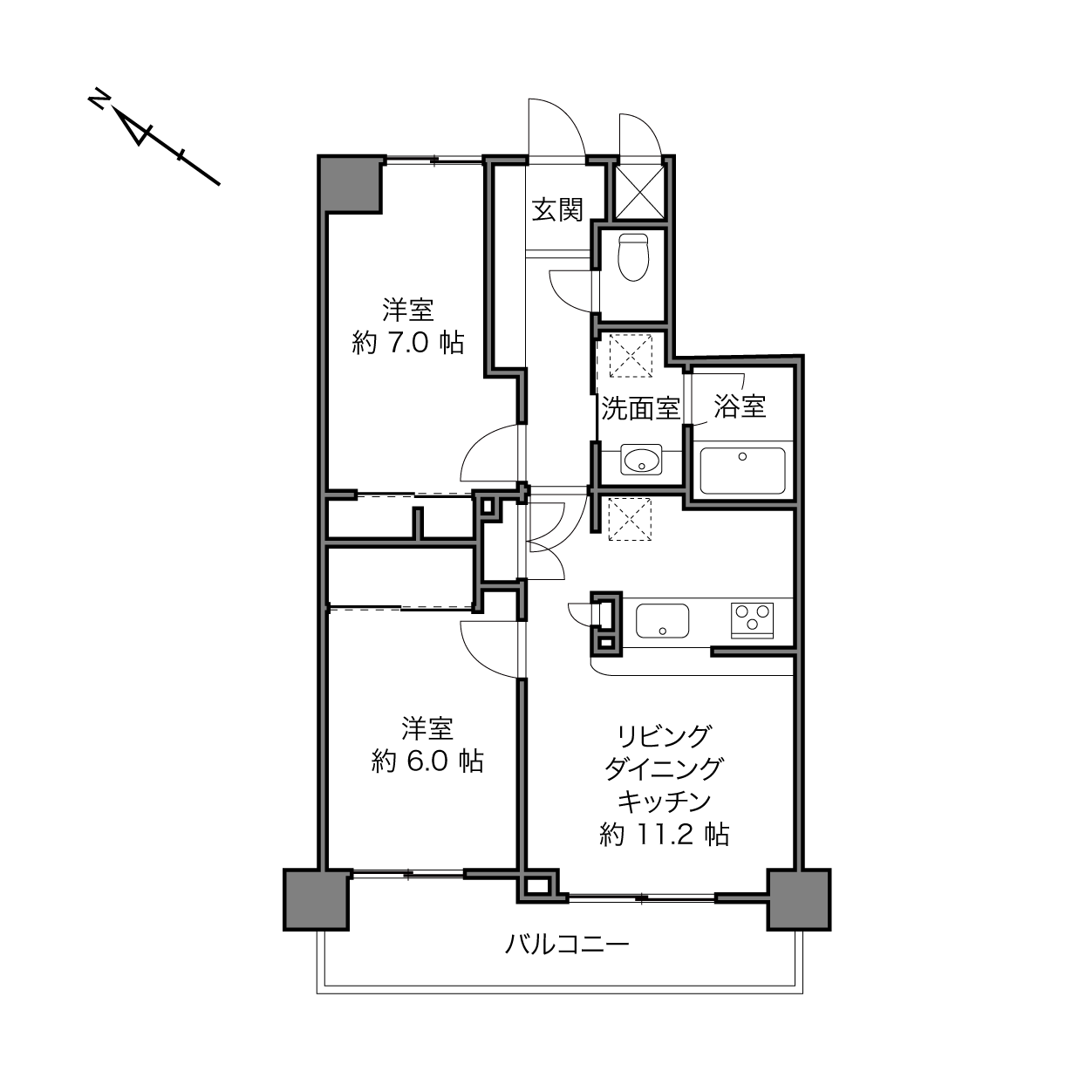 落合南長崎駅 / 2LDK / 58.03㎡