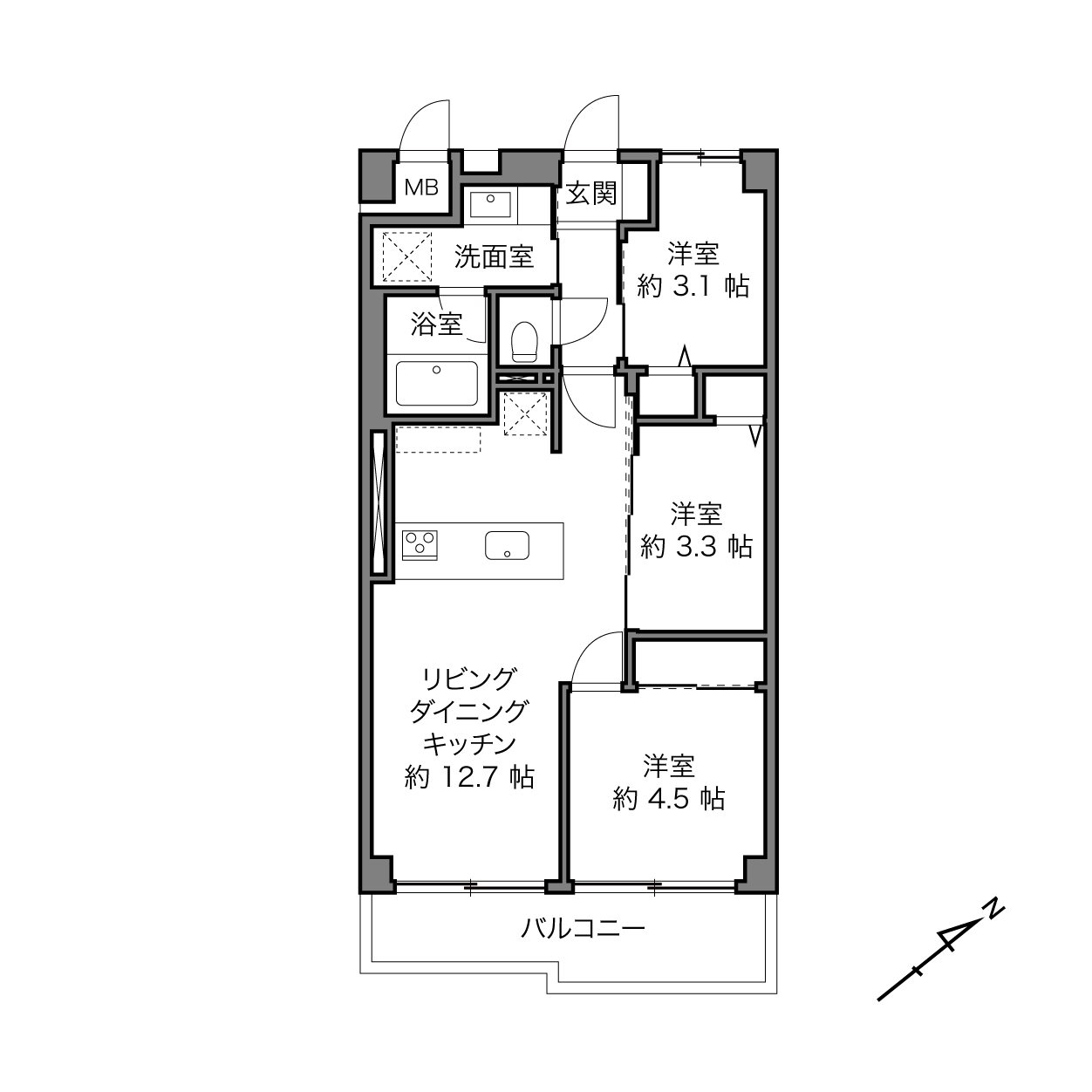 勝どき駅 / 3LDK / 54.88㎡