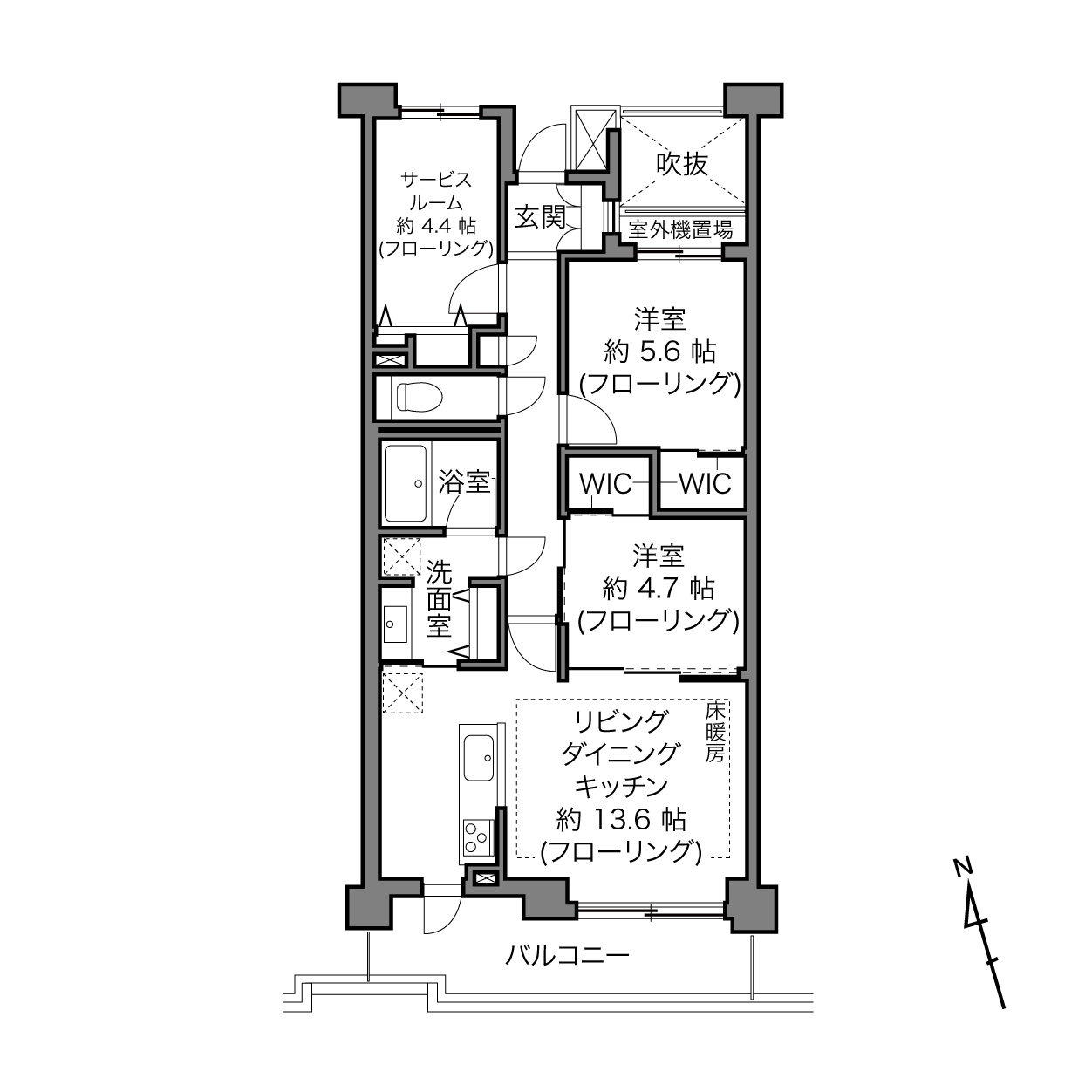 芦花公園駅 / 2SLDK / 68.75㎡