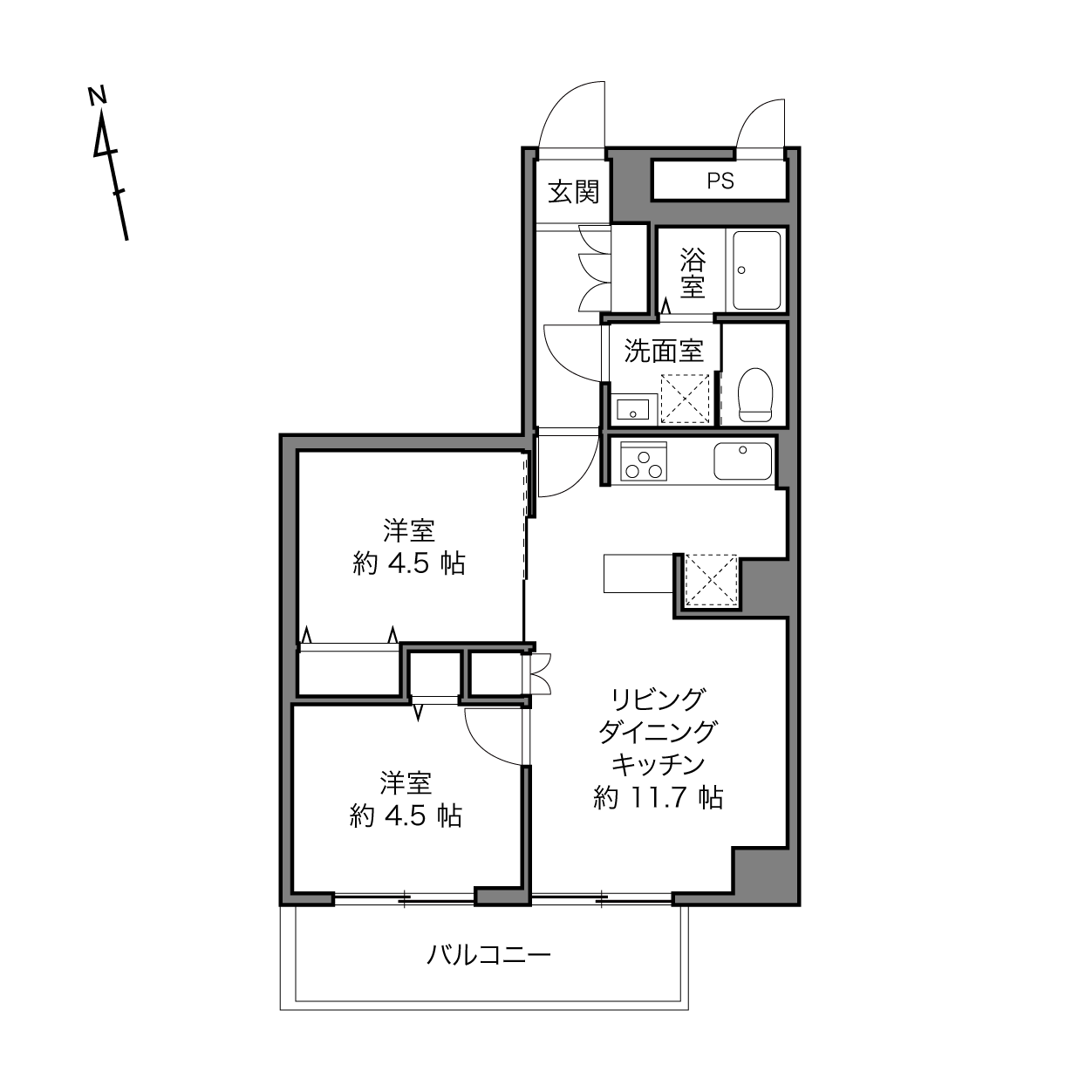 西台駅 / 2LDK / 44.55㎡