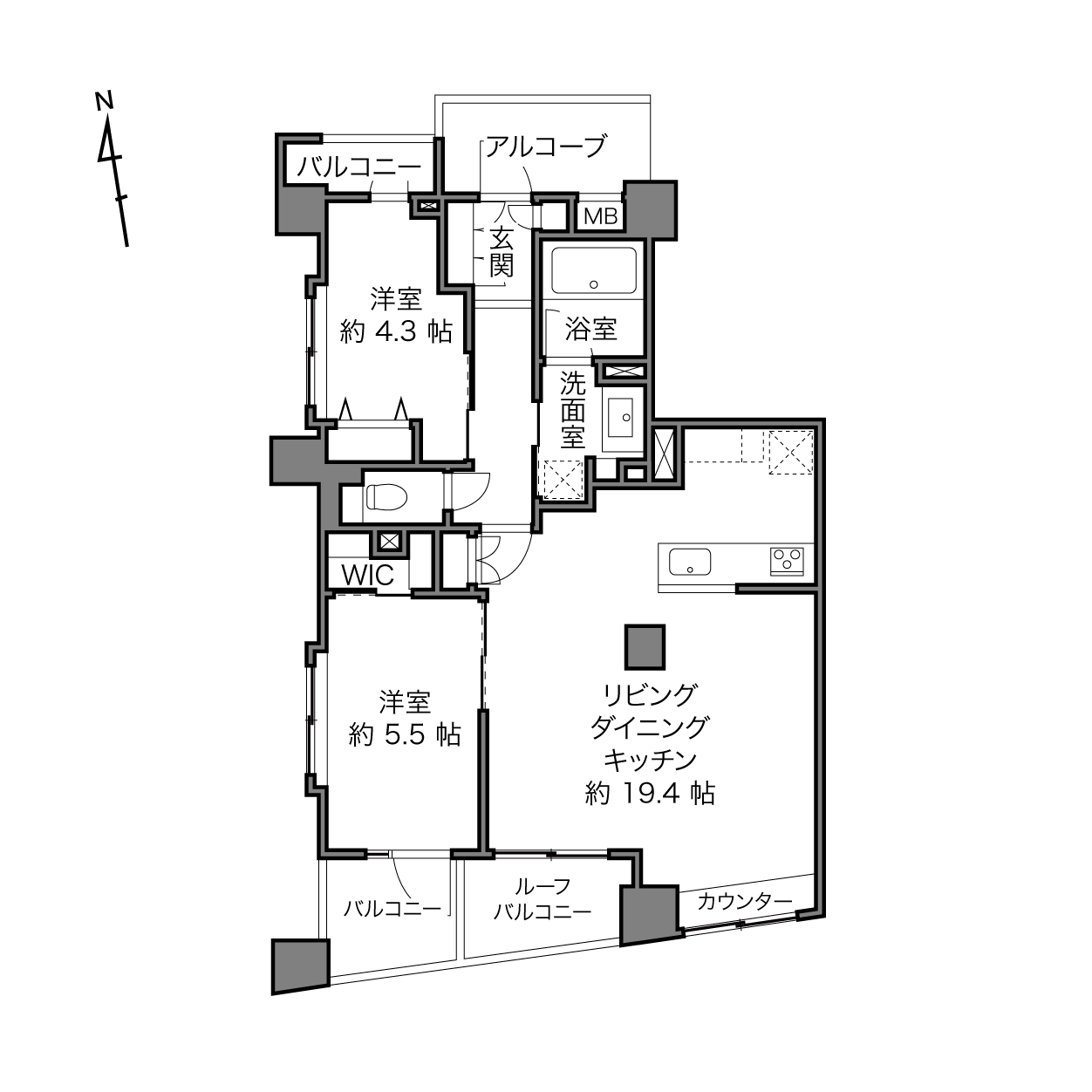 ときわ台駅 / 2LDK / 64.93㎡