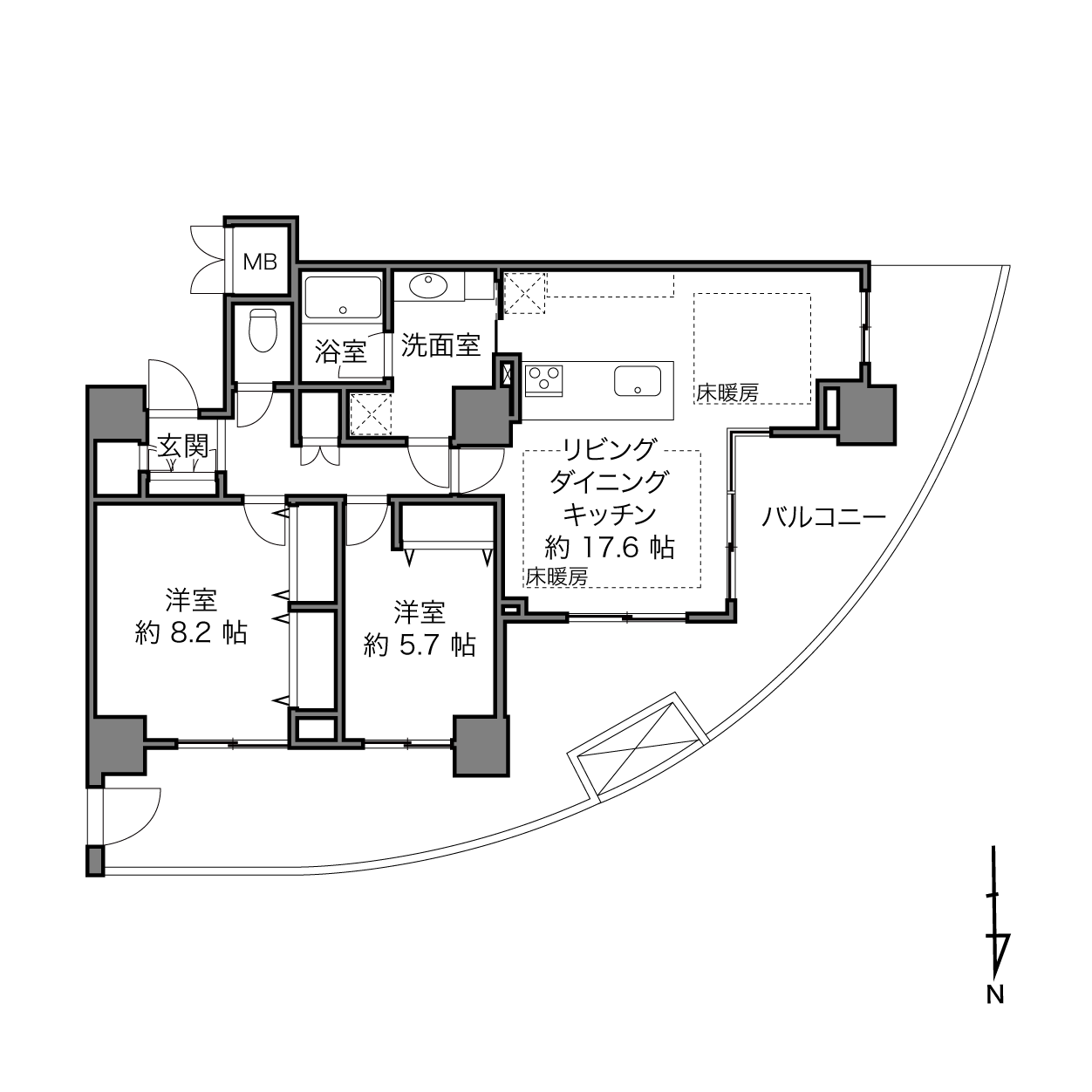 大崎駅 / 2LDK / 76.82㎡