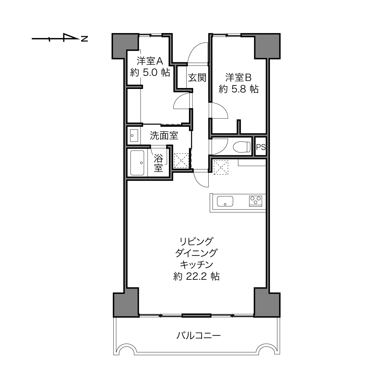 宇喜田ホームズの間取り画像