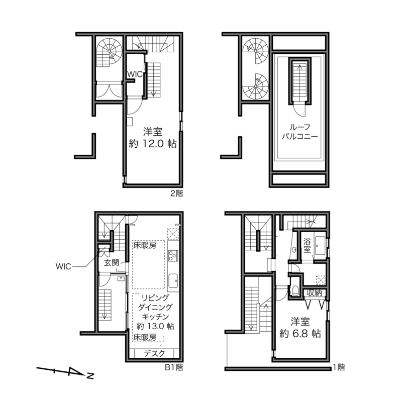 今回は間取りがやや複雑なので、地下１階のLDKから順に下からご案内していきますね。