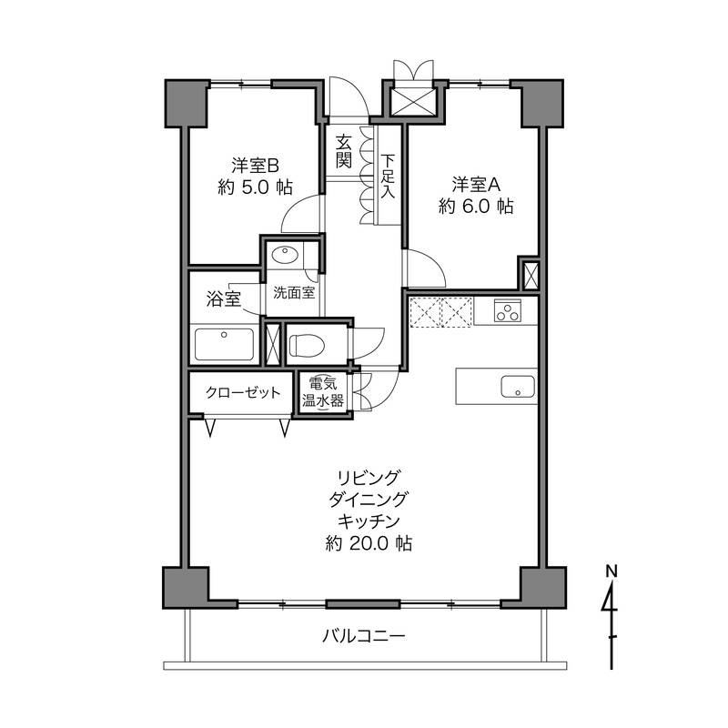 広いLDKと２つの個室を完備。すでに暮らしやすい間取りだと思うので、こちらをベースにディテールを詰めていくのもアリですよ。