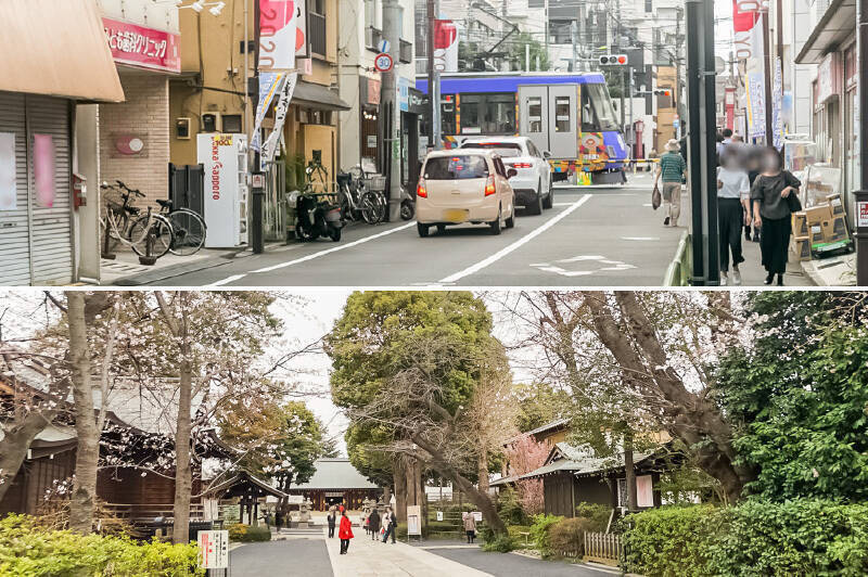 今回の舞台はのどかな東急世田谷線エリア。日々小さな幸せを見つけながら暮らせそうな環境です。街のシンボル「松陰神社」（下）までは、たったの徒歩５分の距離。