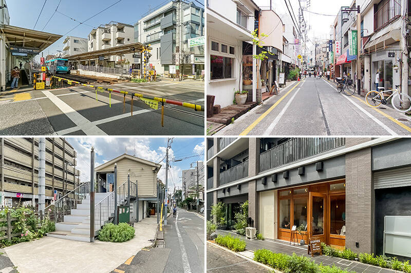 もうひとつの最寄り駅は、東急世田谷線「松陰神社前」（徒歩11分）。駅前のこぢんまりとした「松陰神社通り商店街」の中には、若者が経営する感度の高いお店と古くからある老舗が共存しています。多世代にとって暮らしやすいアットホームな雰囲気が魅力のエリアです。