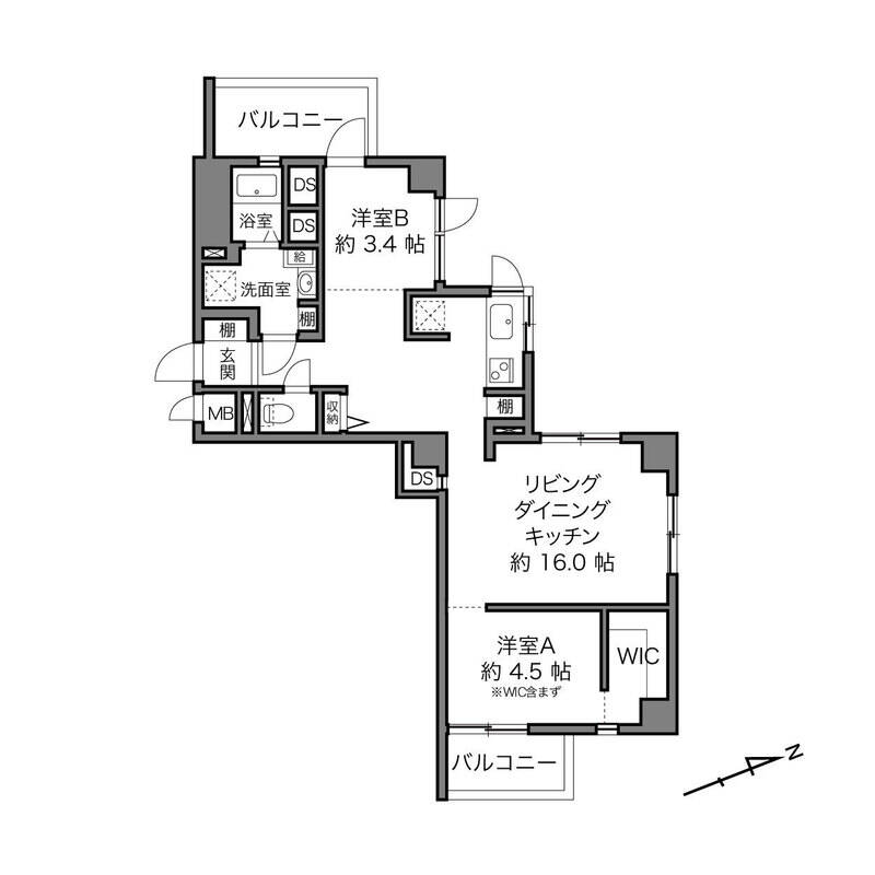 今回ご紹介する住戸は特徴的な間取り。記事の途中でどこにいるかわからなくなってしまった時は、こちらの間取り図をご確認ください！