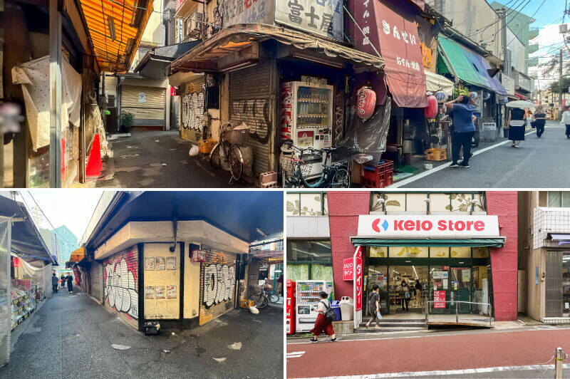 駅前にはこれまた別の渋い商店街（代田橋 商栄会）が。最寄りのスーパーは商店街から甲州街道に出ると右手に見える「京王ストア代田橋店」（徒歩４分）です。