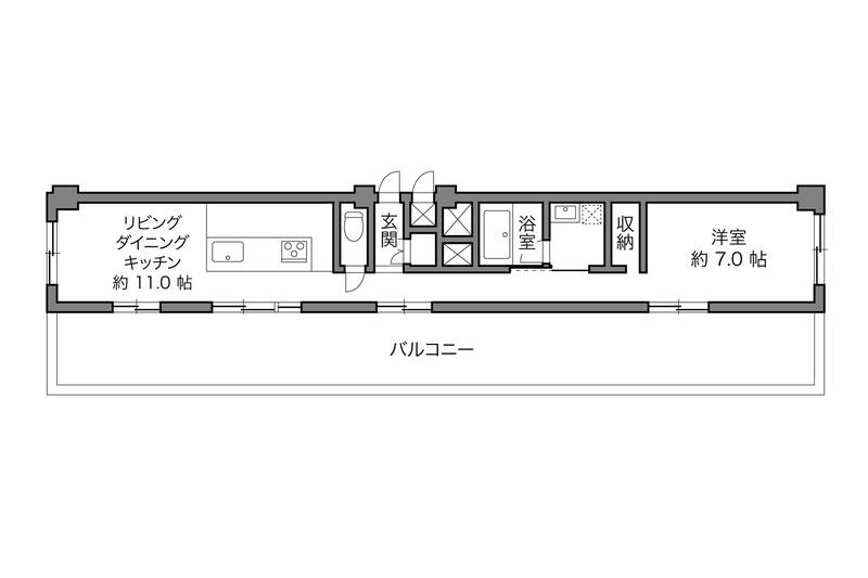 <p>当住戸の最大の特徴、それは<b>直線型の間取り</b>。建築事務所設計による内装にも要注目です。</p>