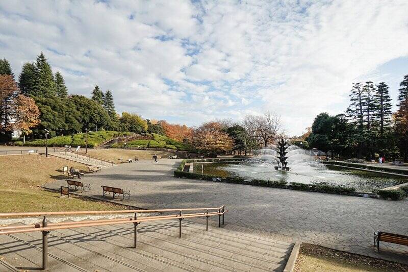 “三宿エリア” のオアシス「世田谷公園」は大きな噴水広場あり、お子さまがよろこぶSLあり、交通公園ありと、地元の方々に愛されるスポットです。