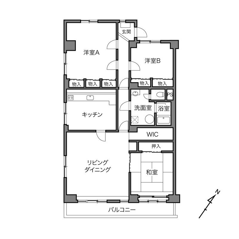 現況はとってもゆとりのある3LDK。三方角住戸で窓が多いのもポイントです！