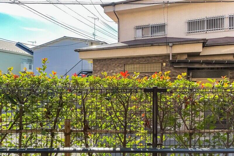 １階住戸で、目の前は植栽。