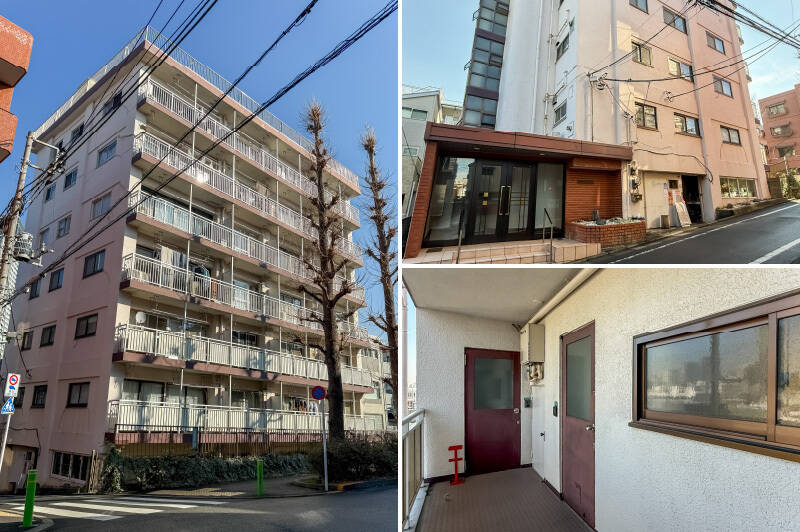 1964年に竣工した、総戸数25戸の建物。エントランス右手には、冒頭でご紹介したコーヒースタンドの入り口があります。