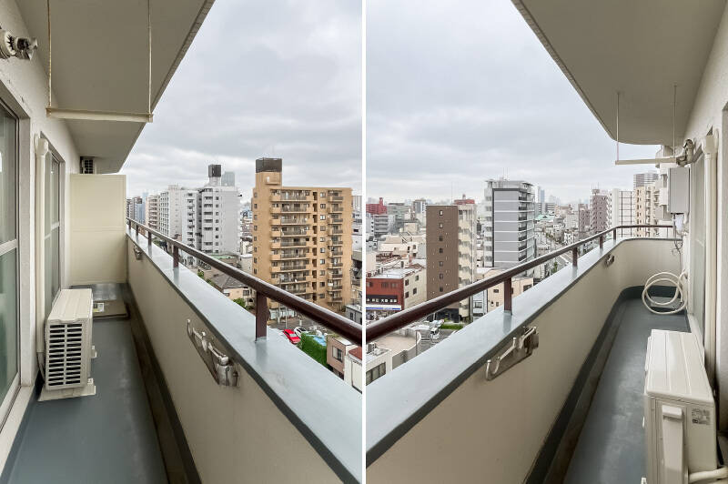 お洗濯物は手すり下にどうぞ。