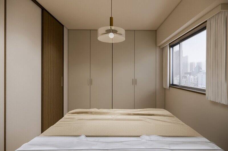 開き戸2枚分の収納を備えています。