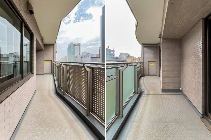 バルコニー自体はLDKの横幅いっぱいに取られてかなりゆったりサイズ。南向きのためお洗濯物もよく乾きそうです。