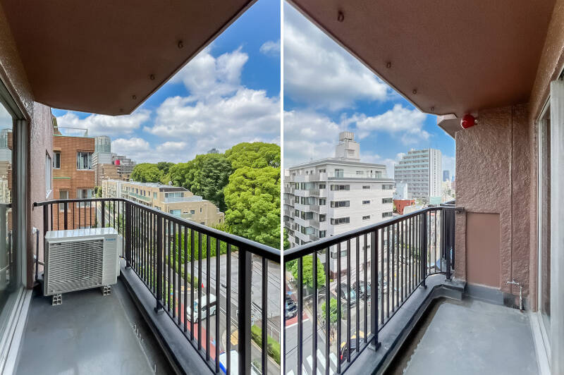 LDKに対してバルコニーはややコンパクトめ。規約上、バルコニーに物干し金具等を設置することはできないため、物干しに関しては屋上の洗濯物干し場か浴室乾燥機をご利用ください。