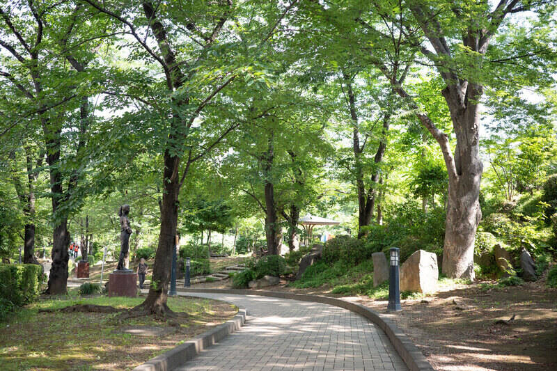 緑が青々とした季節の「川口西公園」。お散歩コースにぴったり◎