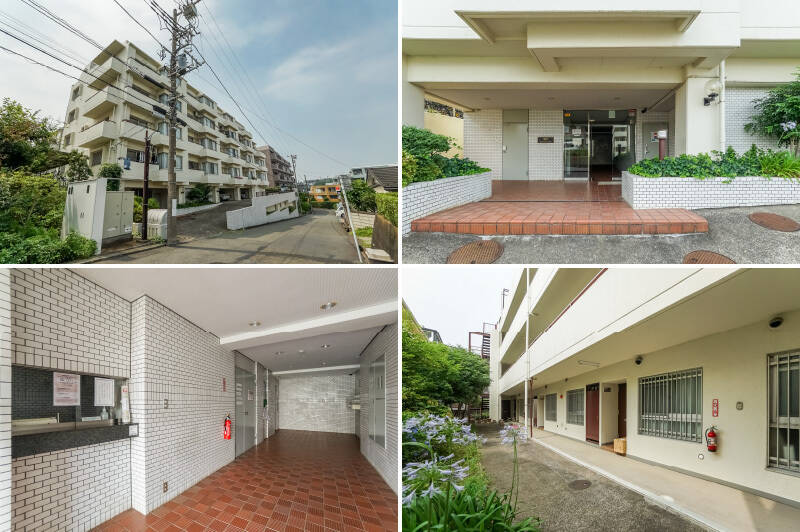 1982年に竣工した、地上5階建・総戸数19戸の建物。エントランスなど共用部には防犯カメラを設置済みです。