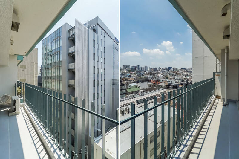 バルコニーはLDKの横幅いっぱいに広がっています。奥行きは浅めですが、日当たり良好なので洗濯物がパリッと乾きそう。グリーンを育ててみてるのもいいカモ。