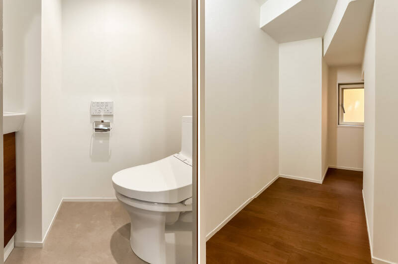 １階にも手洗い付きのトイレがあり、階段下は納戸スペースになっています。
