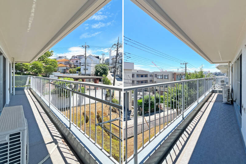 北東向きよりもワイドサイズのバルコニー。