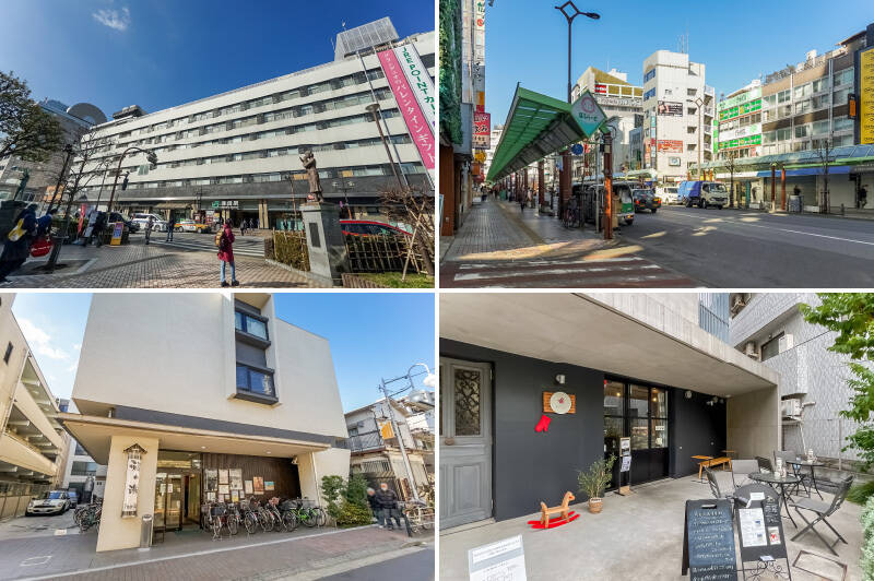 <p><b>左上・</b>最寄りは、JR京浜東北線をはじめ３路線が利用可能な「<b>蒲田</b>」駅。ご紹介したマンションは駅の東側エリアに立地します。（徒歩10分）／<b>右上・</b>駅前にあるアーケード付き商店街「<b>ぽぷらーど</b>」。200以上の店舗が連なり、お祭りなどのイベントも豊富です。／<b>左下・</b>徒歩２分の場所にある「<b>蒲田福の湯</b>」は、銭湯でありながら美味しいピザが名物！／<b>右下・</b>売主さまおすすめのカフェ「<b>Little Mitten BAKE SHOP（リトルミトンベイクショップ）</b>」。季節のケーキやスコーン、自家製アイスクリームなど、こだわりの素材を使ったメニューが並びます。（徒歩４分）</p>